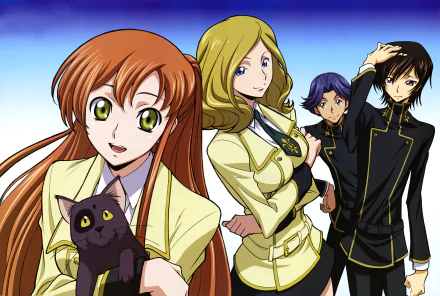 Shirley Fenette Rivalz Cardemonde Milly Ashford Arthur (Code Geass) Lelouch Lamperouge Anime Code Geass HD Desktop Wallpaper | Background Image