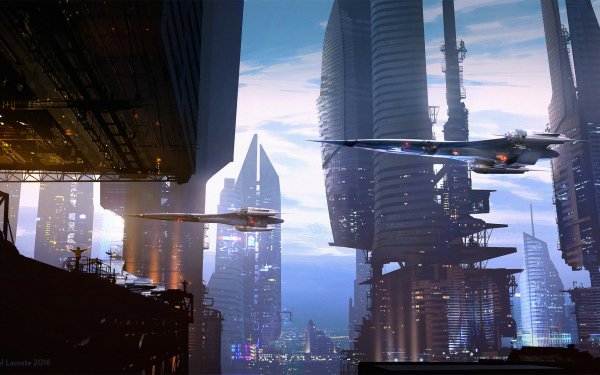 Sci Fi City Building Sky Aircraft Cloud HD Wallpaper | Background Image