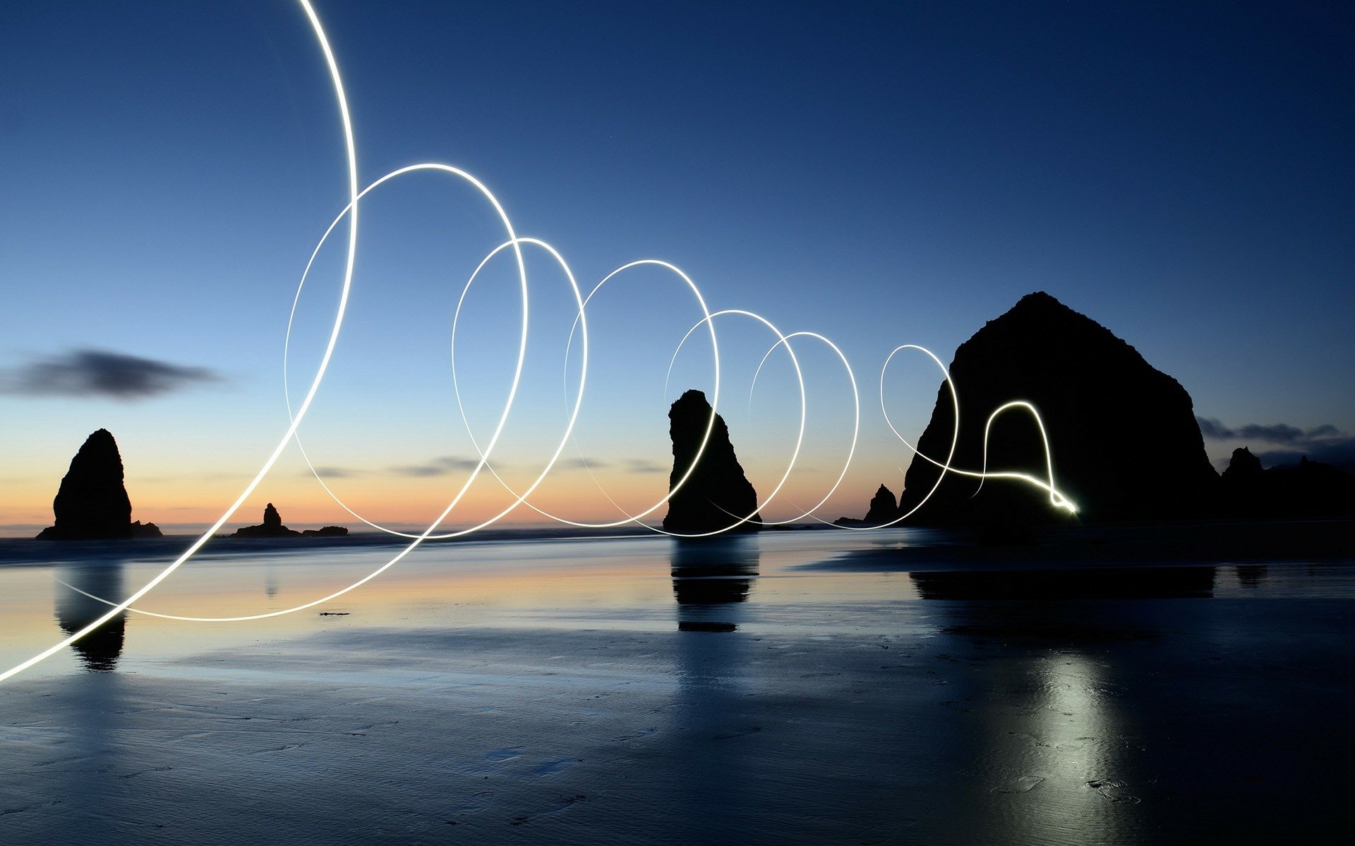 Download Horizon Reflection Water Beach Sunset Artistic Light  HD Wallpaper