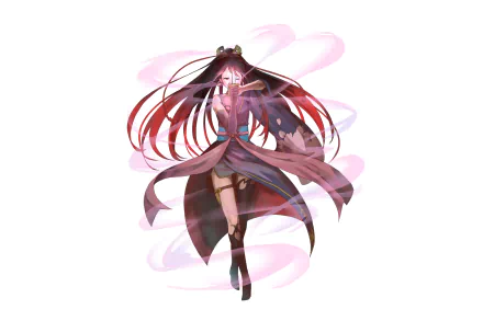 Anime original character with long flowing hair and a dress, surrounded by magical pink energy, designed as an HD PC desktop wallpaper and background.