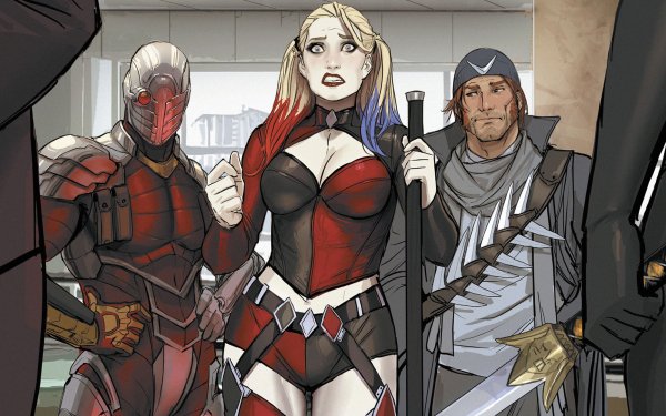 Comics Suicide Squad Harley Quinn Captain Boomerang Deadshot Rubia Arma DC Comics Boomerang Helmet Corset Twintails Shorts Fondo de pantalla HD | Fondo de Escritorio