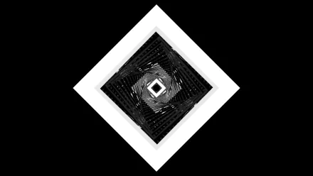 This black and white abstract HD desktop wallpaper features a square design with intricate patterns in a diamond orientation, creating a visually striking background.