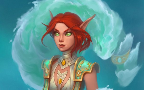 Video Game World Of Warcraft Warcraft Elf Pointed Ears Red Hair Green Eyes HD Wallpaper | Background Image
