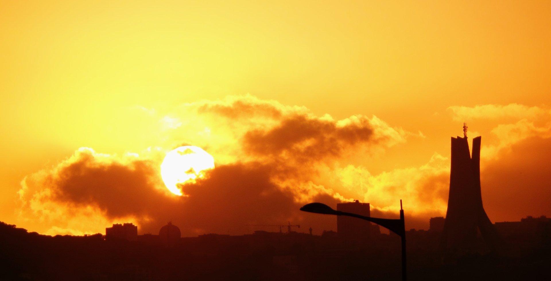 Download Memorial Landscape Sun Cloud Sky Africa Algiers Algeria Photography Sunset 4k Ultra HD Wallpaper