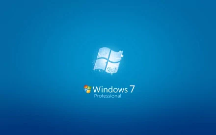 HD desktop wallpaper featuring the Microsoft Windows 7 Professional logo on a smooth blue background representing Windows technology.