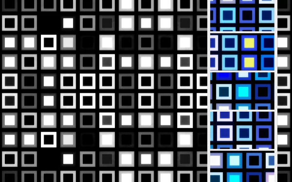  Mosaic Squares in Black and White with a Blue Overlay