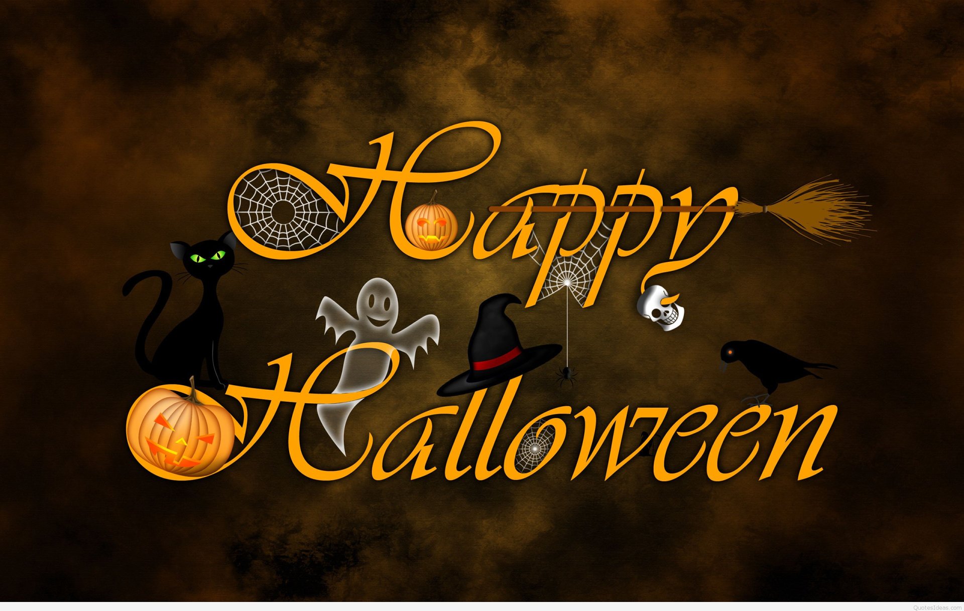 Download Raven Cat Ghost Happy Halloween Holiday Halloween  HD Wallpaper