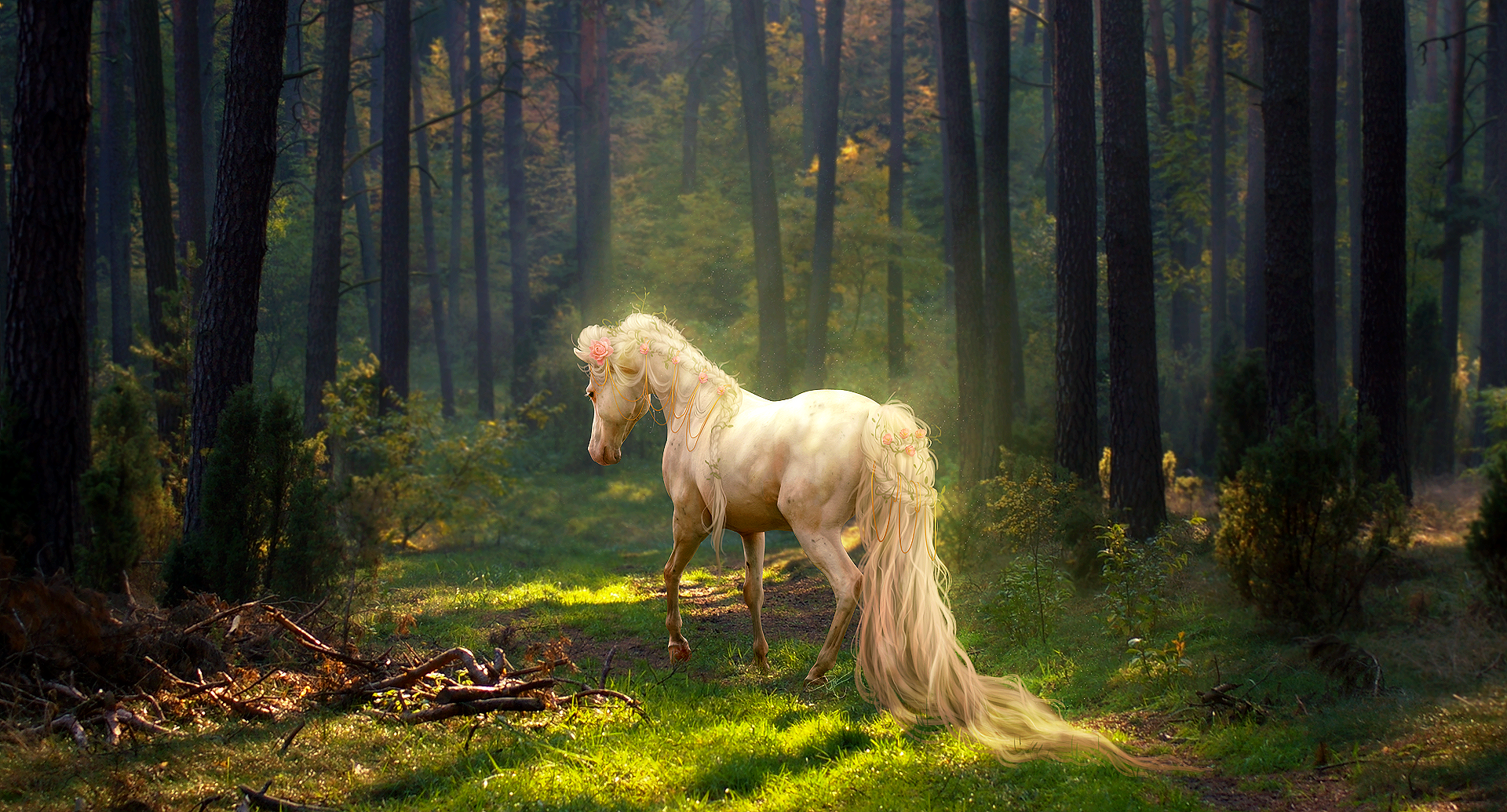 Download Fantasy Forest Animal Horse  Wallpaper by lunarblues