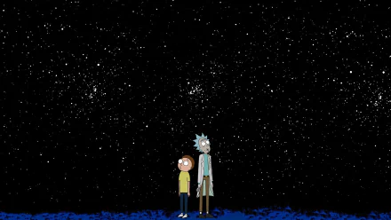 HD desktop wallpaper featuring Rick Sanchez and Morty Smith from the TV show Rick and Morty standing in space.