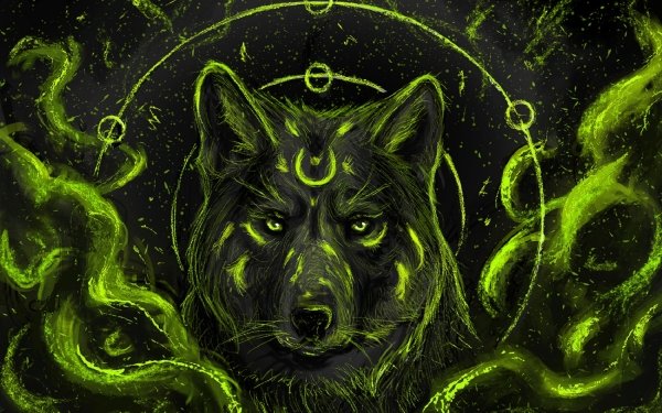 Fantasy Wolf Fantasy Animals Green HD Wallpaper | Background Image