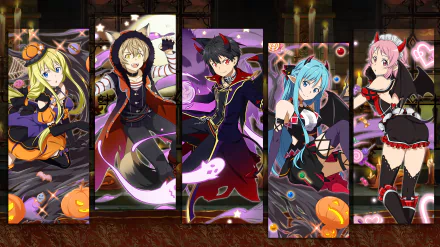 HD PC wallpaper featuring Alice Zuberg, Asuna Yuuki, Eugeo, Kirito, and characters from Sword Art Online: Memory Defrag in dynamic anime poses.