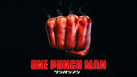 HD desktop wallpaper and background featuring a steaming red fist with the text One-Punch Man in bold red letters below.