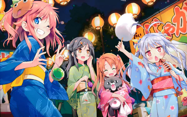 Renge Miyauchi Natsumi Koshigaya Komari Koshigaya Hotaru Ichijou Anime Non Non Biyori HD Desktop Wallpaper | Background Image