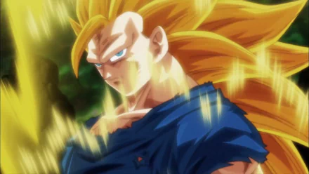 HD desktop wallpaper featuring Super Saiyan 3 from Dragon Ball Super anime, characterized by long golden hair, intense expression, and fiery aura.