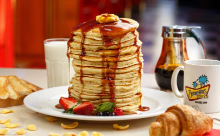 syrup breakfast still life waffle food pancake HD Desktop Wallpaper | Background Image