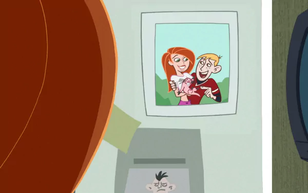 HD PC desktop wallpaper featuring Kim Possible and Ron Stoppable from the TV show Kim Possible, shown in a framed photo with cheerful expressions.