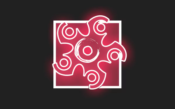 Minimalist Hibana icon from Tom Clancy's Rainbow Six: Siege in glowing red lines on a dark background, designed as an 8K Ultra HD PC wallpaper.