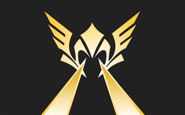 Minimalist 8K Ultra HD wallpaper featuring Valkyrie's gold emblem from Tom Clancy's Rainbow Six: Siege, blending sleek design with iconic video game imagery.