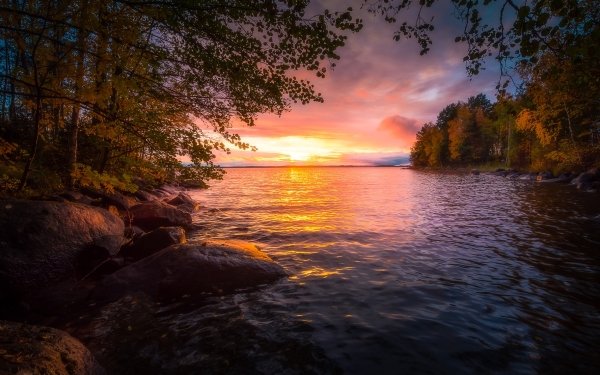 Nature Sunset Lake HD Wallpaper | Background Image