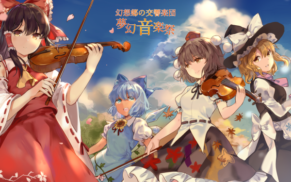 Anime Touhou Reimu Hakurei Cirno Aya Shameimaru Marisa Kirisame HD Wallpaper | Background Image