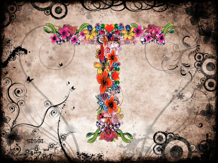 colorful flower artistic letter HD Desktop Wallpaper | Background Image