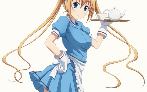 Anime Blend S Kaho Hinata Maid Smile Long Hair Twintails Rubia Tea Cup Teapot Glove Thigh Highs Blush Blue Eyes Headdress Dress Blue Dress Cup Fondo de pantalla HD | Fondo de Escritorio