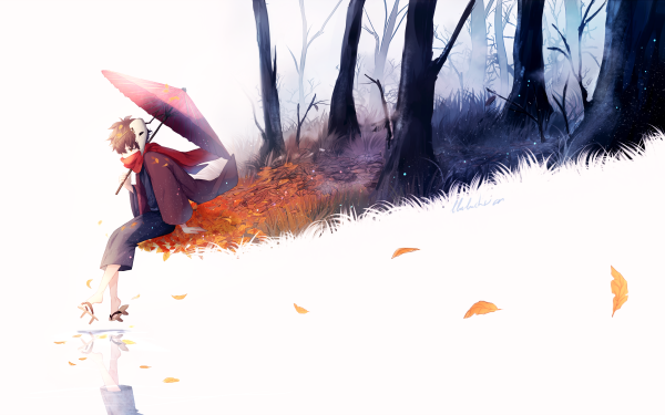 Anime Original Umbrella Leaf Tree HD Wallpaper | Background Image