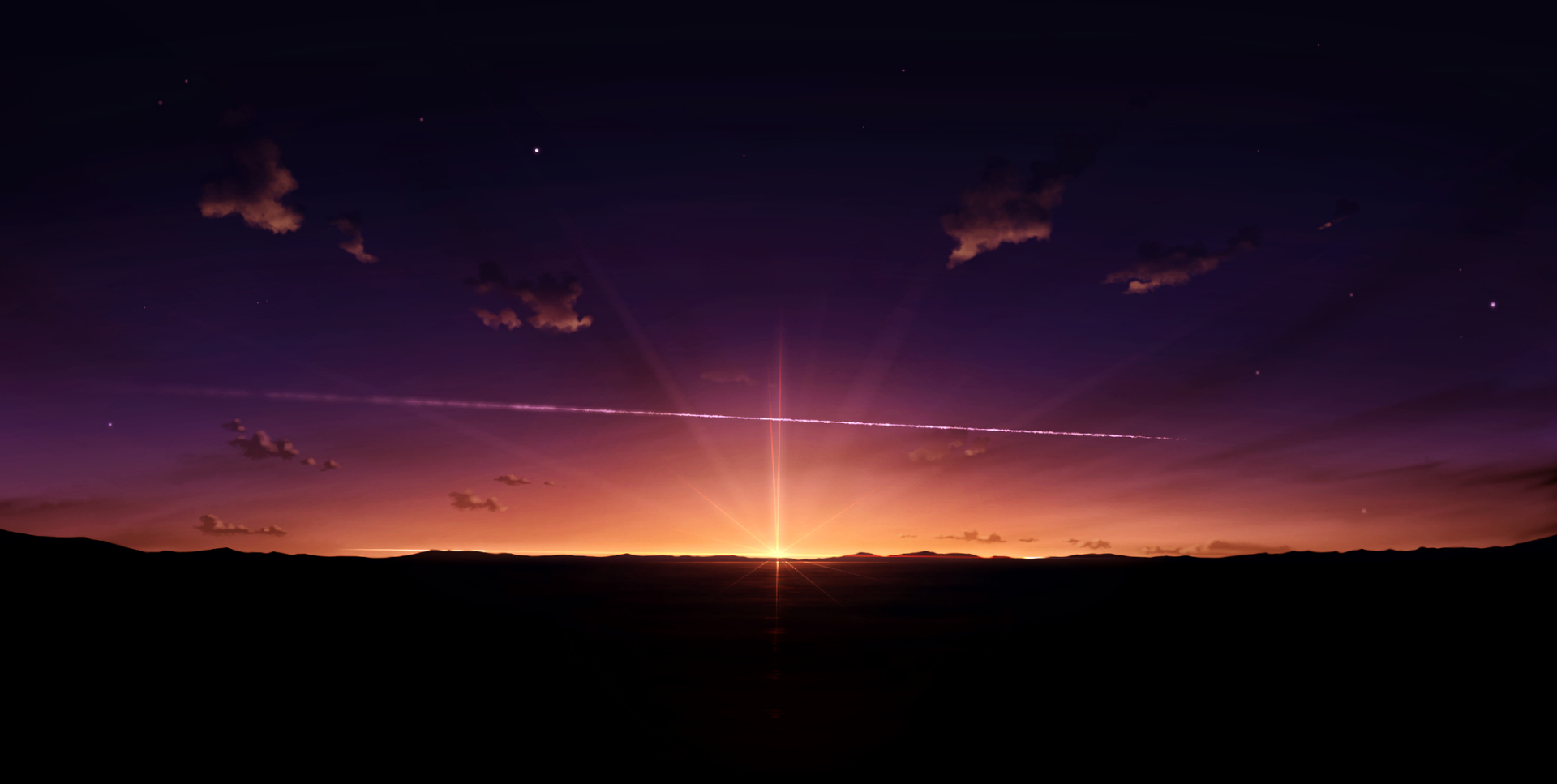 HD Anime Sunset Landscape Wallpaper by Nengoro(ネんごろぅ)