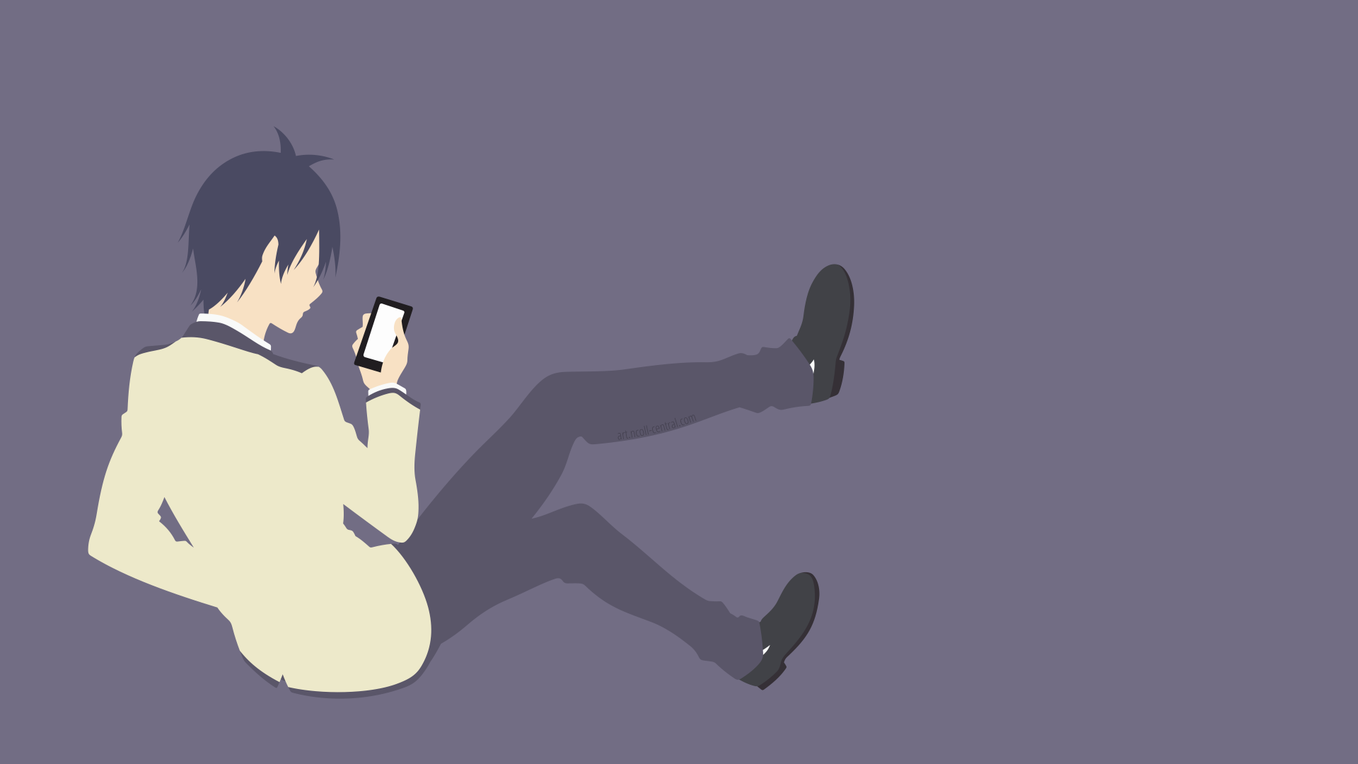 Minimalist anime-style illustration by Akuru Akutsu featuring a character from Aho Girl, set against a solid muted background in 4K Ultra HD resolution.