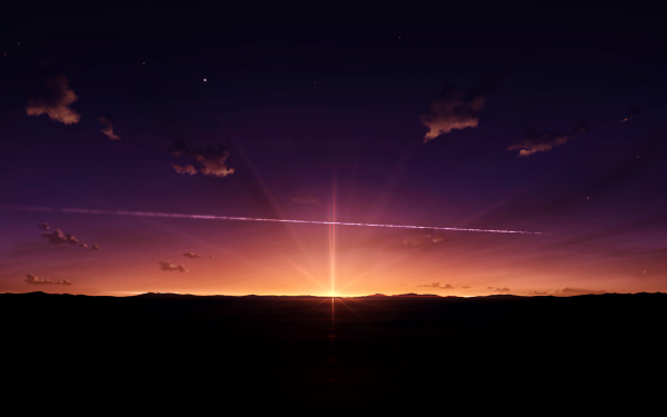 Anime Sunset Landscape Sky Cloud HD Wallpaper | Background Image