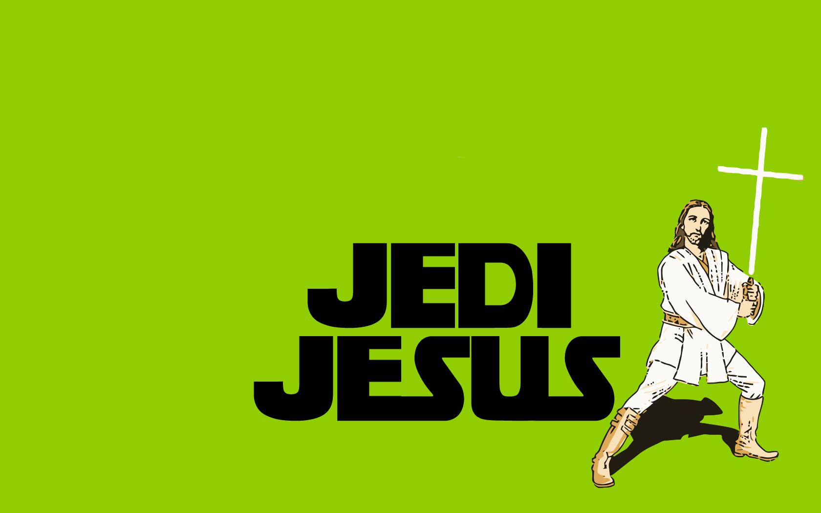 Jesus with Star Wars-themed wallpaper