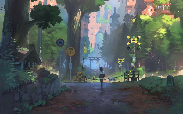 Anime Original Landscape Bosque HD Wallpaper | Background Image