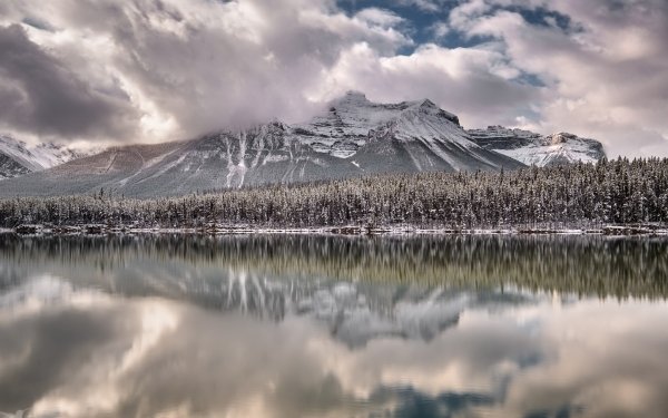 Earth Reflection Nature Lake Cloud Winter Mountain Forest HD Wallpaper | Background Image