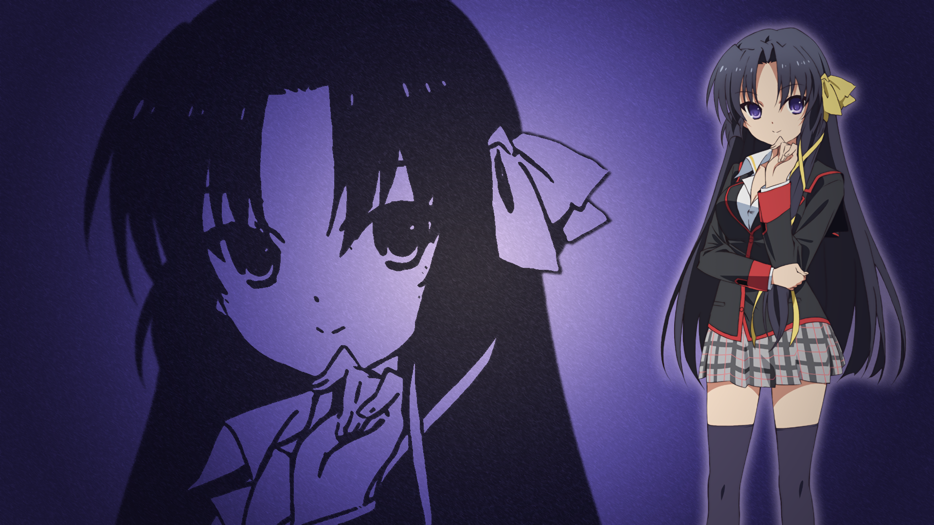 HD PC desktop wallpaper featuring a character from the anime Little Busters! with a dark purple background and detailed shading.