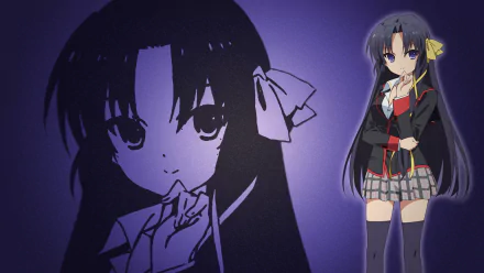 HD PC desktop wallpaper featuring a character from the anime Little Busters! with a dark purple background and detailed shading.
