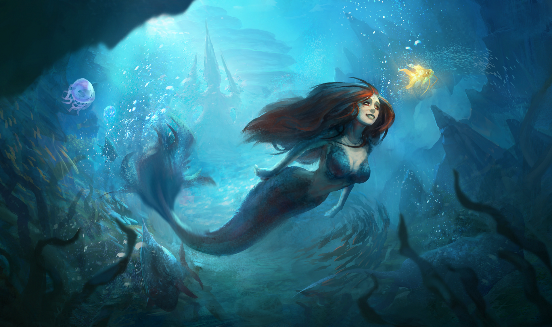 Fantasy Mermaid HD Wallpaper | Background Image | 2106x1249