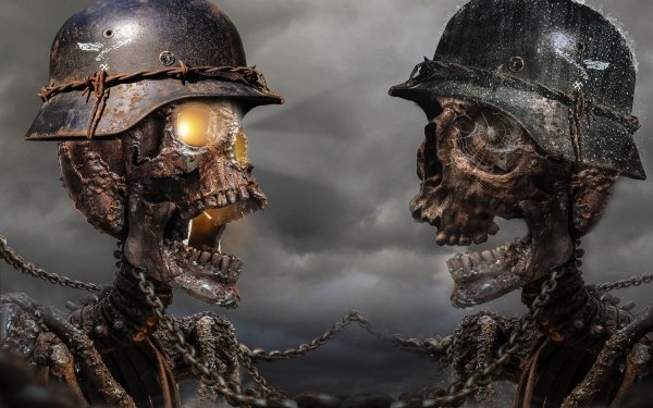 Dark Skeleton Skull Helmet Stahlhelm Creepy HD Wallpaper | Background Image