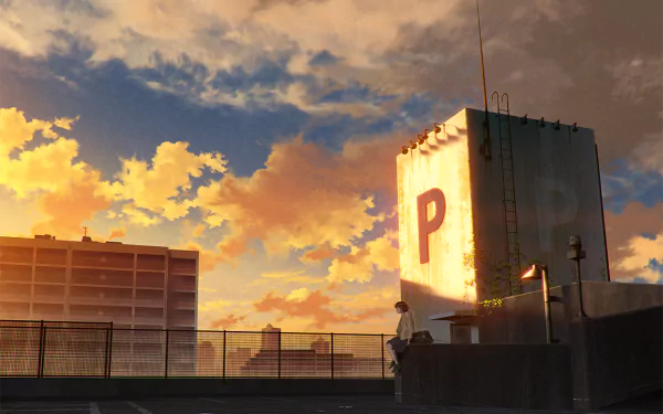 building city rooftop Anime sunset anime sunset HD Desktop Wallpaper | Background Image