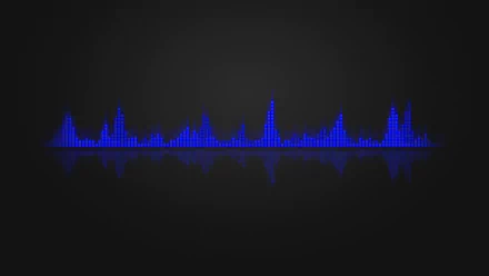 Abstract HD desktop wallpaper with a blue music equalizer on a black background.