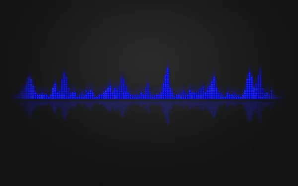 Abstract HD desktop wallpaper with a blue music equalizer on a black background.