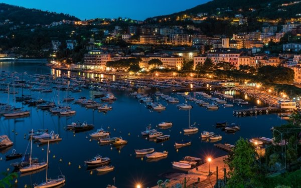 Man Made Town Towns City Liguria Italy Coast House Night Boat HD Wallpaper | Background Image