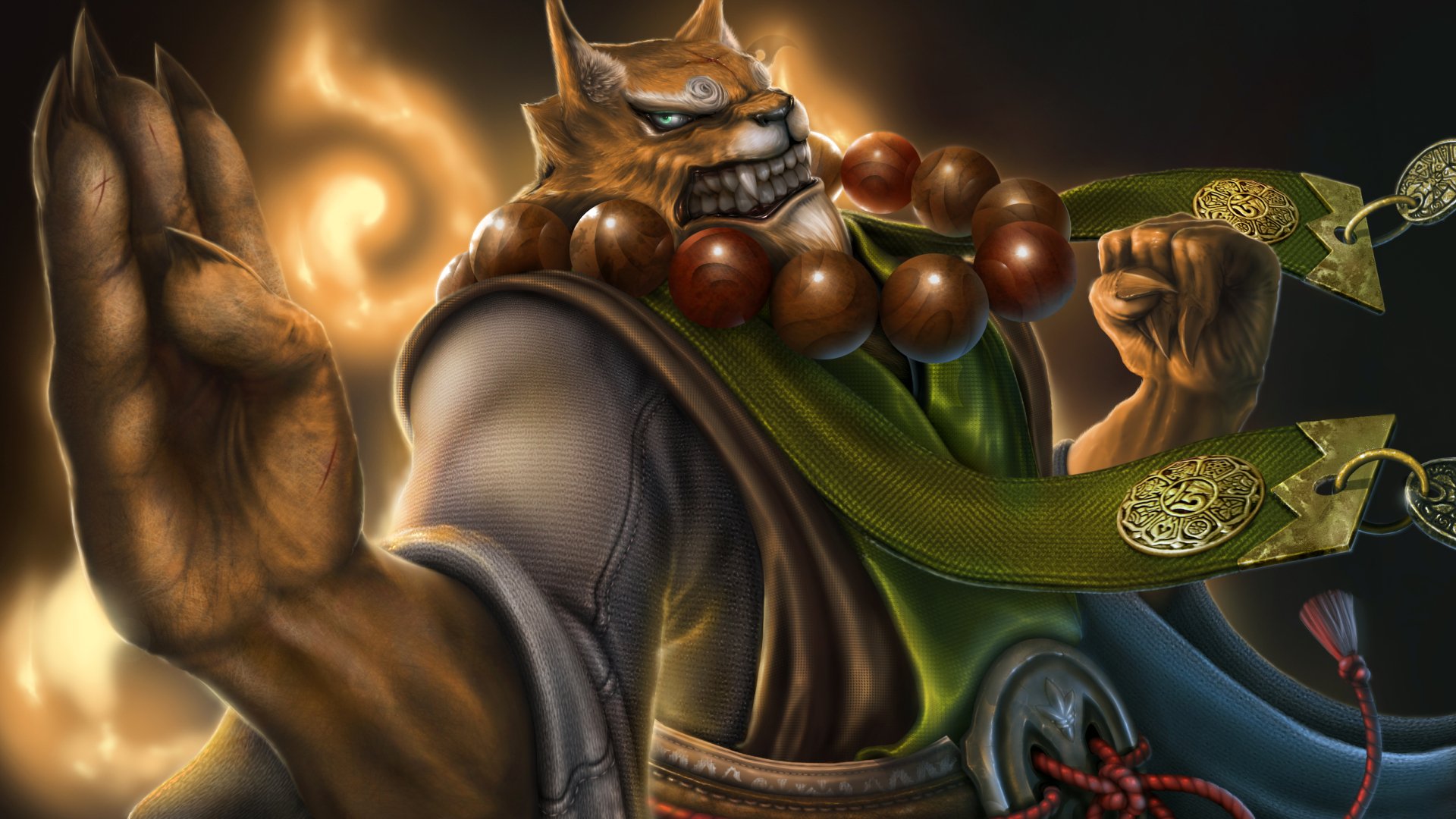 HD desktop wallpaper featuring a character from Summoners War: Sky Arena, poised for action with a mystical backdrop.