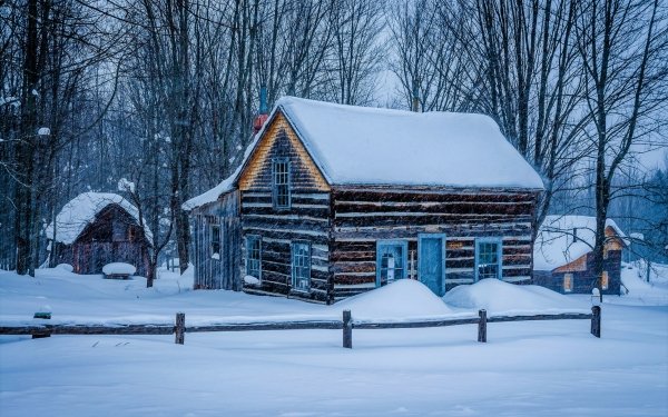 Man Made Cabin House Winter Snow Forest Tree HD Wallpaper | Background Image