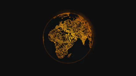 Artistic HD PC desktop wallpaper featuring a glowing, golden network map of Earth against a dark background, blending nature and technology in a striking visual.