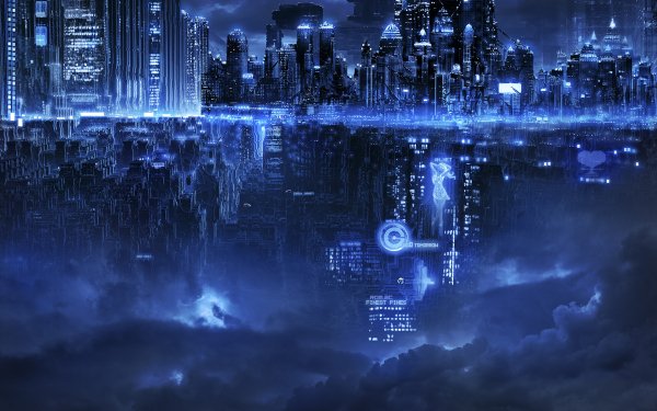 Sci Fi City Cloud Futuristic Blue Building Skyscraper HD Wallpaper | Background Image