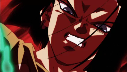HD wallpaper featuring Android 17 from Dragon Ball Super, showcasing an intense expression with a vibrant, anime-style background.