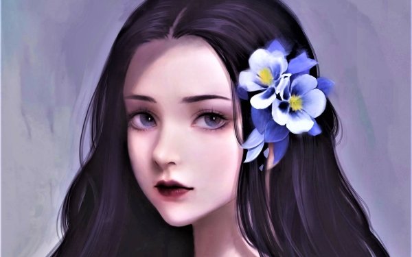 Women Artistic Flower Hair Face Black Hair HD Wallpaper | Background Image