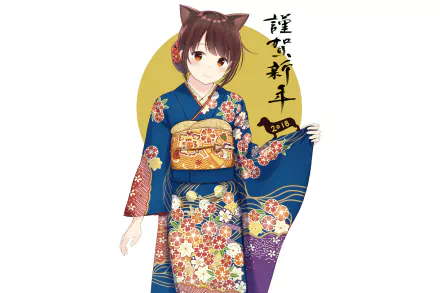 kimono brown hair short hair nekomimi Anime Original HD Desktop Wallpaper | Background Image