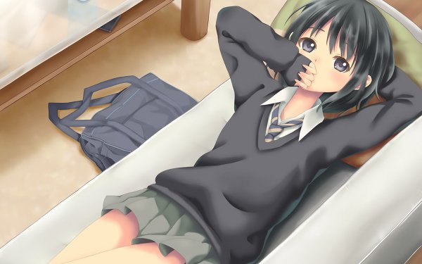 Anime Original Black Hair Short Hair Schoolgirl School Uniform HD Wallpaper | Background Image