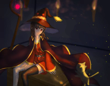 Chomusuke (KonoSuba) Megumin (KonoSuba) Anime KonoSuba - God’s blessing on this wonderful world!! HD Desktop Wallpaper | Background Image